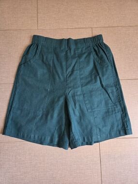 Free People Teal Bermuda Knee Length Linen-Blend Shorts Large